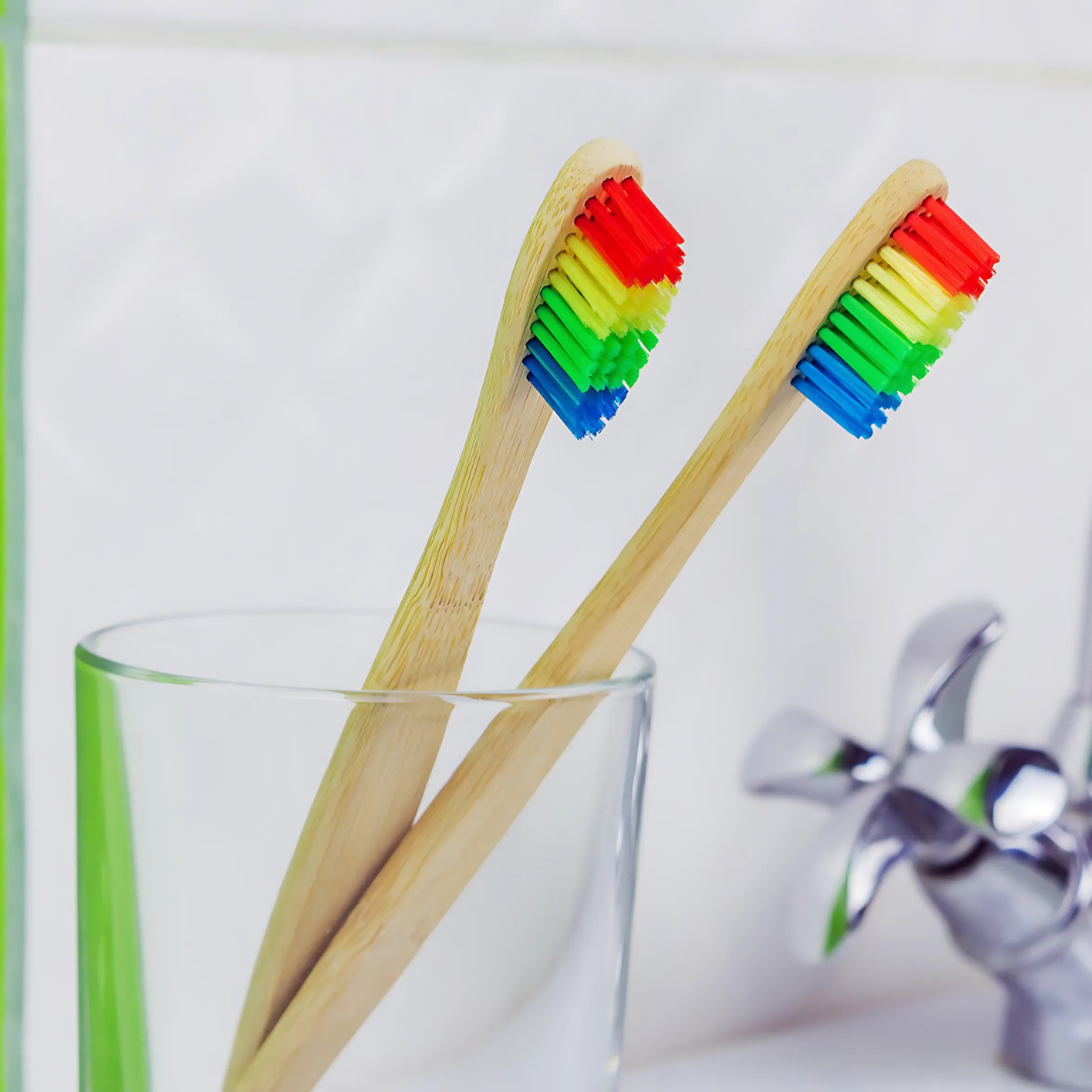 Eco- Friendly Bamboo Toothbrush | Rainbow Bristles | For adult (Pack of 2)