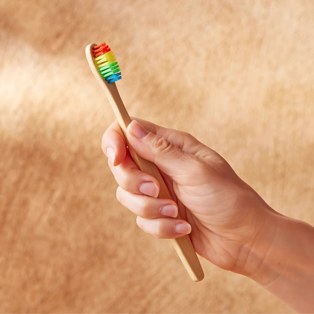 Eco- Friendly Bamboo Toothbrush | Rainbow Bristles | For adult (Pack of 2) - Image 2