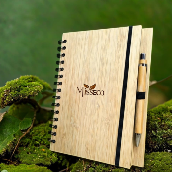 Eco- Friendly Premium Bamboo Reuseable Notebook with Pen