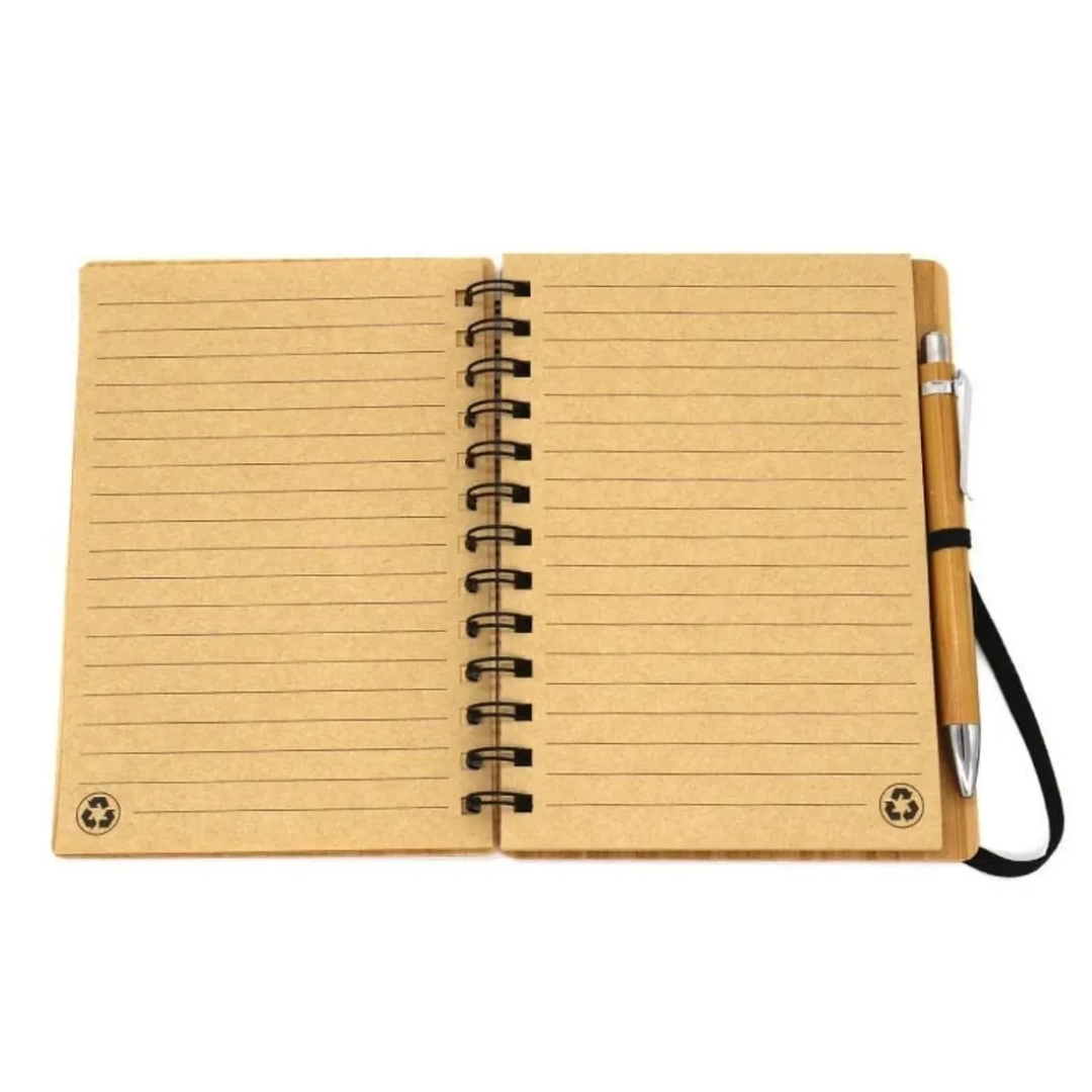 Eco- Friendly Premium Bamboo Reuseable Notebook with Pen - Image 5