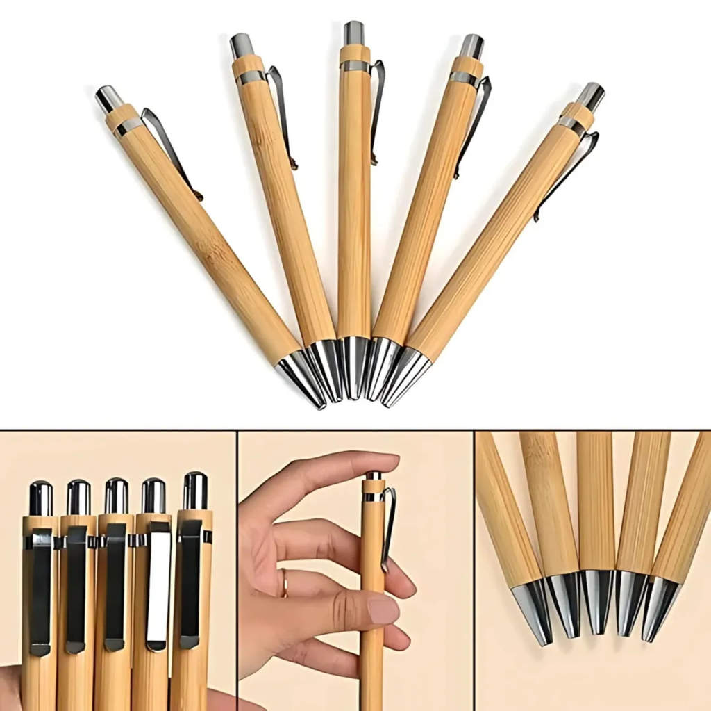 Eco- Friendly Bamboo Ball Pen | Sustainable, Stylish & Durable | Blue Ink (Pack of 5) - Image 2