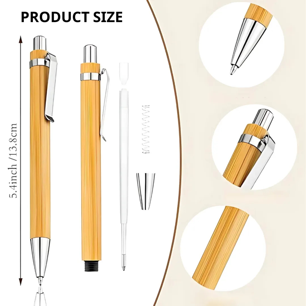 Eco- Friendly Bamboo Ball Pen | Sustainable, Stylish & Durable | Blue Ink (Pack of 5) - Image 3