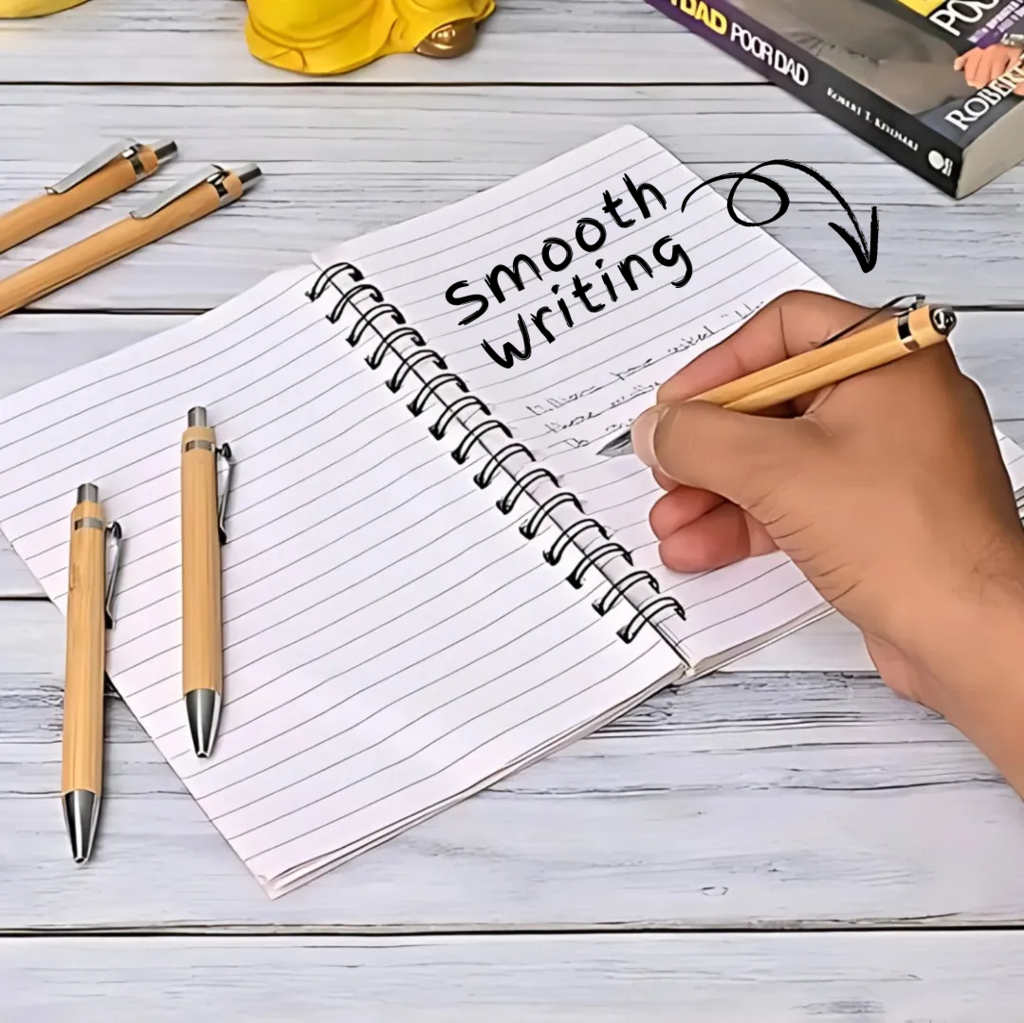 Eco- Friendly Bamboo Ball Pen | Sustainable, Stylish & Durable | Blue Ink (Pack of 5) - Image 4