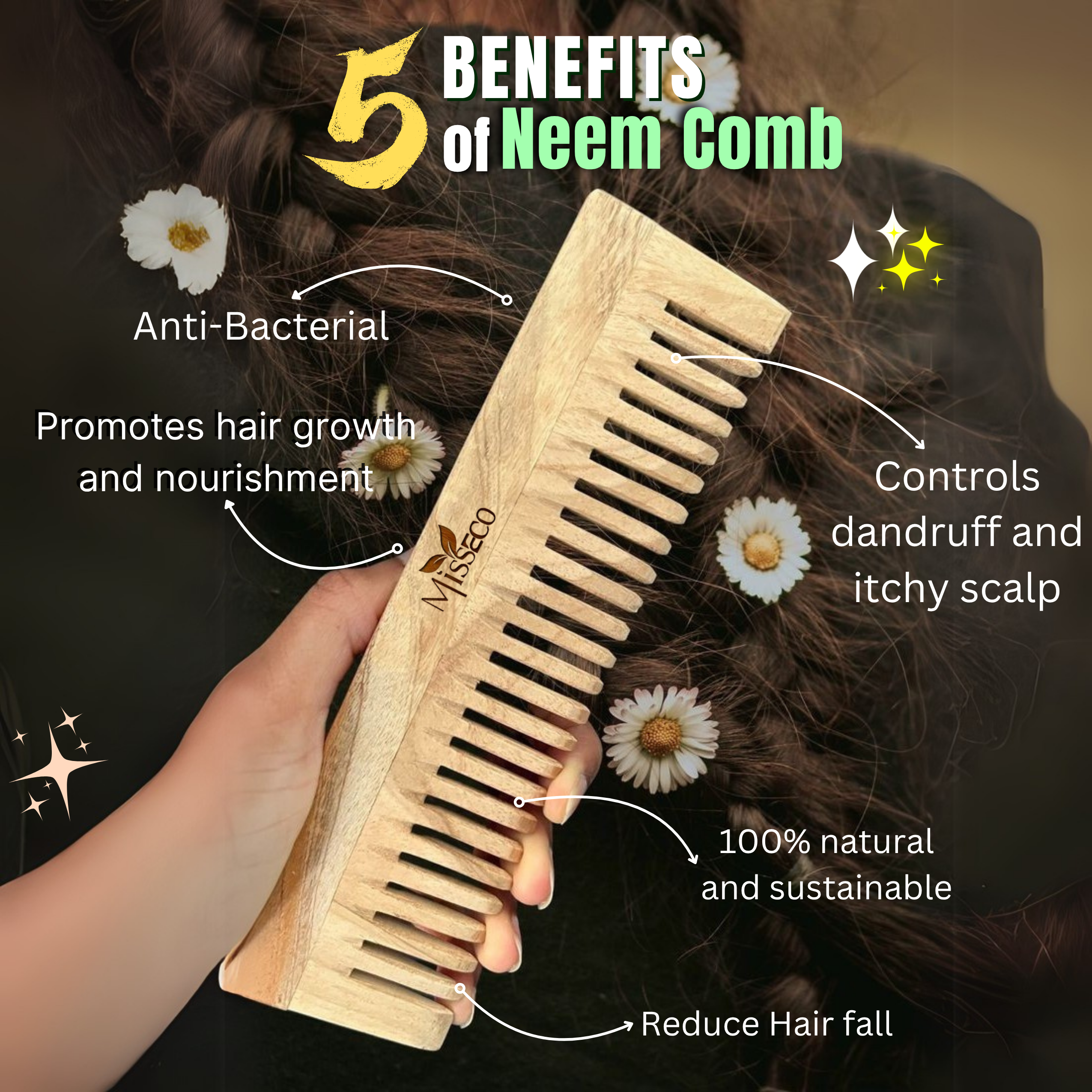 Premium Neem Wood Comb Set Pack Of 3 | Oil Treated - Image 6