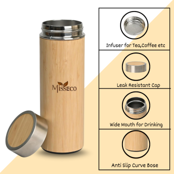 MissEco : Premium Drinkware Set | Eco-Friendly Bamboo Bottle,Coffee Mug & Shipper – Sustainable & Stylish Gift