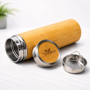 Premium Bamboo Coffee Mug & Bamboo Bottle combo – Eco-Friendly Reusable Drinkware | MissEco