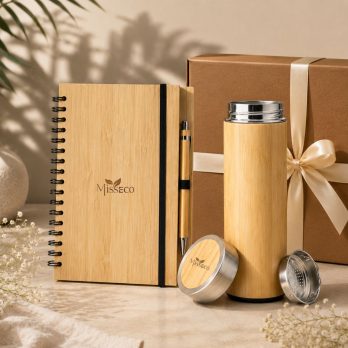 Bamboo Premium Notebook with pen & Bottle Combo | Eco-Friendly, Stylish & Sustainable Gift Set | bamboo-gift-combo 3 in 1 | MissEco