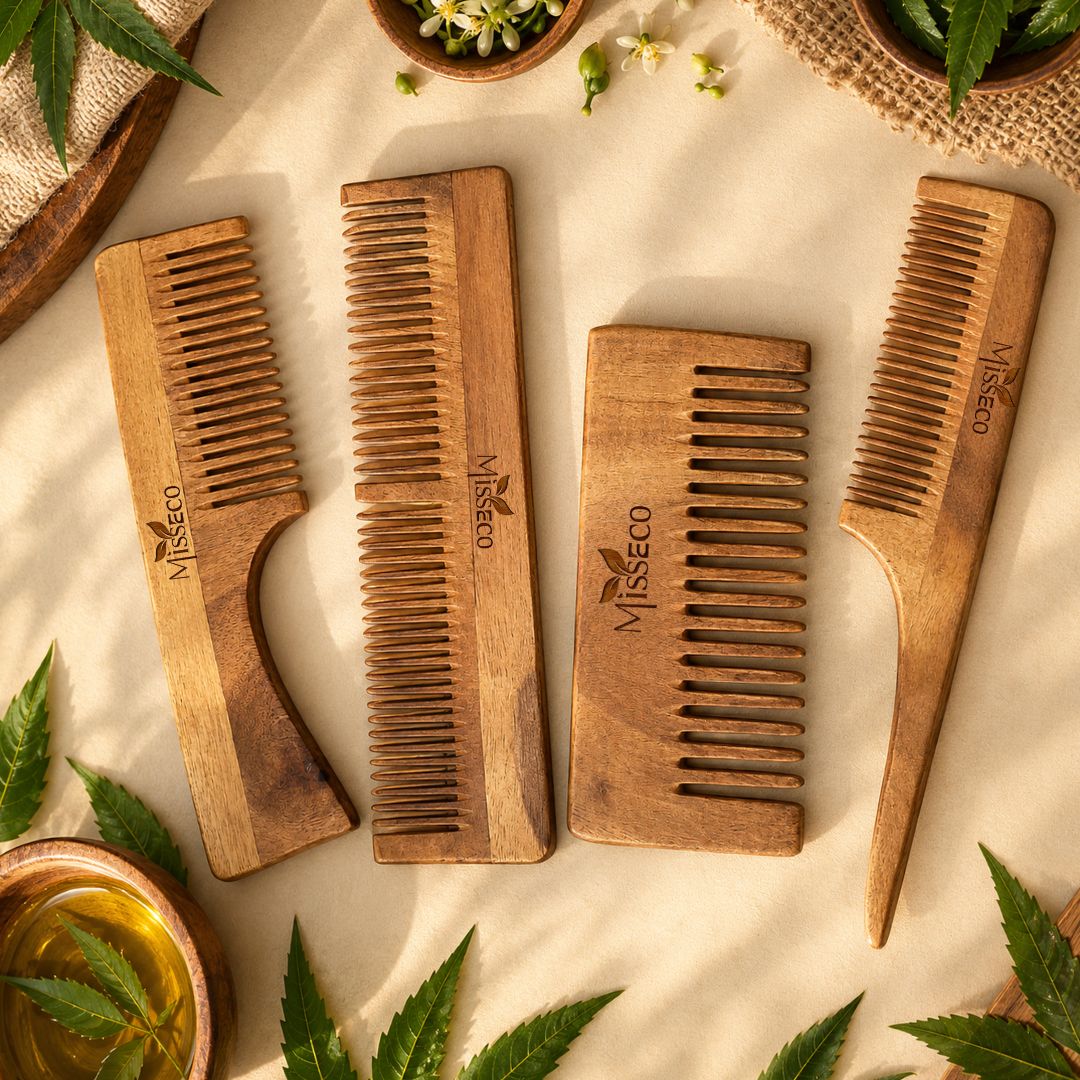 Authentic Neem Wood Comb Combo of 4
