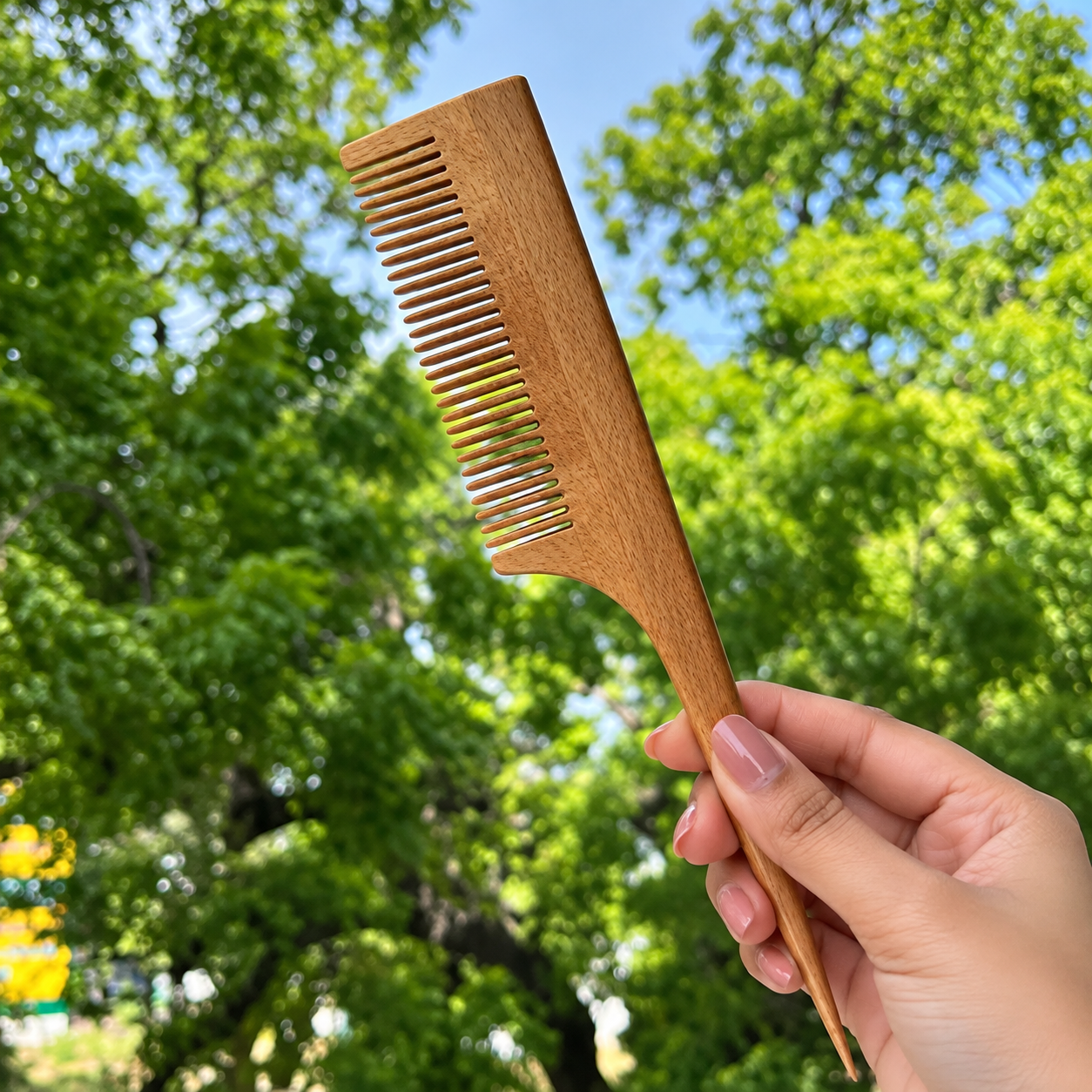 Premium Pintail Neem Wood Comb | Treated with 17 Herbal Oil | Haire Care - Image 2
