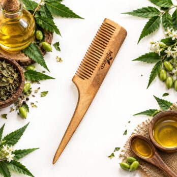 Premium Pintail Neem Wood Comb | Treated with 17 Herbal Oil | Haire Care